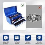 WORKPRO 18 Inch Portable Metal Tool Box with 2 Drawers and 1 Top Storage, Metal Latch and Liner, 100 LBS Load Capacity (Totally)