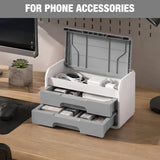 WORKPRO Mini Plastic Tool Box with 2-Drawer, Grey and White