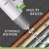 WORKPRO 12V Cordless Drill Driver Set with 6 Pcs Bits, 3/8-Inch Keyless Chuck, Variable Speed, 18 Touque Setting, White