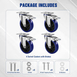 WORKPRO 5 Inch Caster Wheels, 2640LBS Heavy Duty Casters Set of 4, Swivel Casters with Brake, Locking Industrial Casters for Workbench, Furniture, Cart
