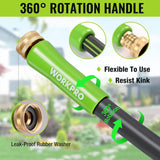 WORKPRO Garden Hose 5/8" x 50FT, Heavy Duty | Flexible & Lightweight, Rotary Handle, 3/4" GHT Brass Fittings, All-Weather Outdoor, for Lawn, Garden, Yard & Car Wash