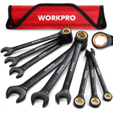 WORKPRO 9 Pcs Black Anti-Slip Ratcheting Combination Wrench Set, SAE 1/4"-3/4", 72-Teeth, Cr-V Constructed