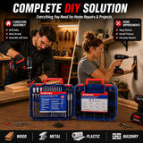 WORKPRO 105Pcs Drill & Driver Bit Set + 350 Screws, Kit for Home & Masonry | Clear-Lid Storage Case, 1/4" Hex Shank, HSS Twist Drill Bits, Magnetic Bit Holder, for Wood Metal Plastic Concrete Masonry