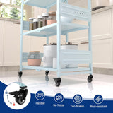 WORKPRO 4-Tier Folding Shelf, No-Assembly Metal Storage Rack with Wheels, 600 lbs Capacity (with Leveling Feet), Collapsible Shelving Unit for Kitchen, Pantry, Closet & Craft Shows - Blue