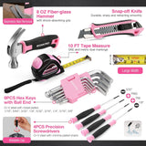 WORKPRO 43-Piece Cordless 8V Drill Driver Home Tool Set with Stackable Tool Box - Pink Ribbon
