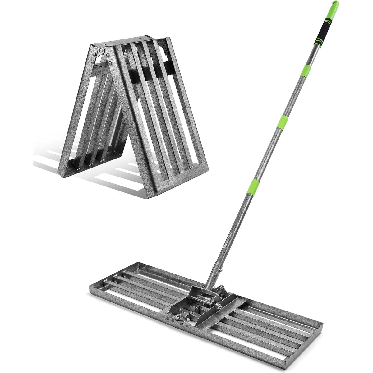 WORKPRO Lawn Leveling Rake, 30” x 10” Rake with 6FT Adjustable Handle | Heavy Duty Leveling Rake with Premium Stainless Steel & No-Slip Grip for Garden, Backyard, Golf Course, Farm, Pasture