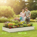 WORKPRO 7.5x4x1ft Outdoor Galvanized Metal Raised Garden Bed, White, 2PK