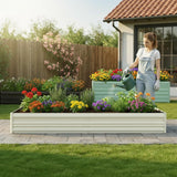 WORKPRO 7.5x4x1ft Outdoor Galvanized Metal Raised Garden Bed, White, 2PK