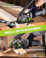 WORKPRO 5.8Amp 3500RPM Circular Saw with Parallel Guide, Maximum Cutting Depth 1-11/16"(90°),1-1/8"(45°), Compact Circular Saw with Three 4-1/2" Blades for Wood, PVC, Tile, Cement Block