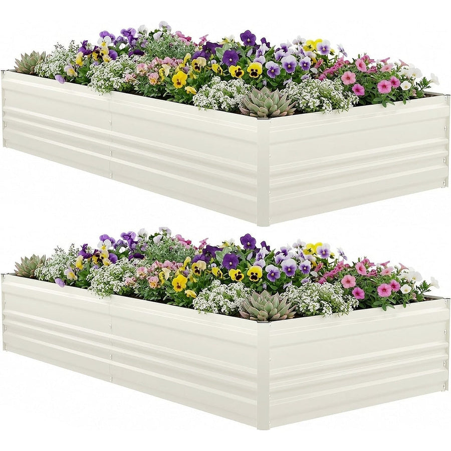 WORKPRO 7.5x4x1ft Outdoor Galvanized Metal Raised Garden Bed, White, 2PK