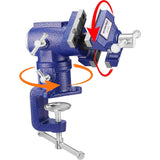 WORKPRO Dual Jaws Table Vise 2.5" & 1.5", 360° Swivel Clamp-On Bench Vise for Woodworking, Metalworking, DIY, Multi-position Small Portable Vise, Mini Vice Clamp for Workbench, Golf Club Regripping