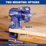 WORKPRO Dual Jaws Table Vise 2.5" & 1.5", 360° Swivel Clamp-On Bench Vise for Woodworking, Metalworking, DIY, Multi-position Small Portable Vise, Mini Vice Clamp for Workbench, Golf Club Regripping