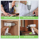 WORKPRO 12V Cordless Drill Driver Set with 6 Pcs Bits, 3/8-Inch Keyless Chuck, Variable Speed, 18 Touque Setting, White