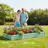 WORKPRO 7.5x4x1ft Outdoor Galvanized Metal Raised Garden Bed, Green, 2PK
