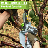 WORKPRO Mini Chainsaw, 6.3" Cordless Electric Compact Chain Saw with 2 Batteries, Replacement Guide Bar and Chain