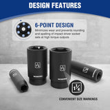 WORKPRO 20-Piece 1/2" Drive Deep Impact Socket Set, 6-Point, Cr-V Steel, 10-27mm, Universal Joint, Adapter and Extension Bar, SAE
