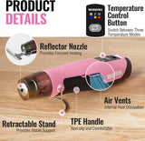 WORKPRO 7.2V Cordless Mini Heat Gun for DIY Crafts, 4000mAh Hot Air Gun, 1.5s Fast Heating, 3 Temp Settings (Cool/572°F/842°F), USB-C Rechargeable - Pink Ribbon