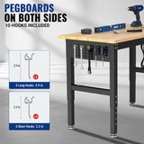 WORKPRO 48"x24" Adjustable Garage Workbench, 2000 LBS, Pegboard