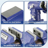 WORKPRO Dual Jaws Table Vise 2.5" & 1.5", 360° Swivel Clamp-On Bench Vise for Woodworking, Metalworking, DIY, Multi-position Small Portable Vise, Mini Vice Clamp for Workbench, Golf Club Regripping