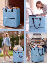 WORKPRO Large Rolling Grocery Bag, 36-Gallon Tote with 5 Wheels, 110 lbs Capacity, Dual Carry, Wide Zipper & Extra Storage for Shopping, Laundry & Moving