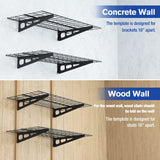 WORKPRO 2-Pack 2x4FT Heavy Duty Garage Wall Mounted Shelving, 48” x 24", 400lbs Load Capacity (Total), Black