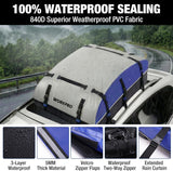 WORKPRO 21 Cubic Feet Rooftop Cargo Carrier Roof Bag, Waterproof Roof Rack Cargo Carrier for Vehicles with/Without Rack, Heavy Duty 840D PVC, Includes Anti-Slip Mat, 6 Door Hooks and Storage Bag
