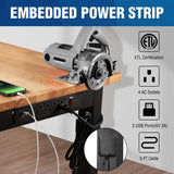 WORKPRO 48"×22" Adjustable Workbench 1500 LBS Load Capacity Hardwood Worktable with Power Outlets, Leveling Foot