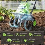 WORKPRO Corded Electric Garden Tiller & Cultivator, 16" Tilling Width & 8.7" Depth, 12.5A Corded Rototiller, 6 Steel Tines, 4-Position Adjustable Wheels, for Garden, Lawn & Flower Beds
