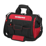 WORKPRO 16" Top Wide Mouth Tool Bag with Water Proof Rubber Base, Multi-Compartment, 46 Pockets