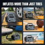 WORKPROX Tire Inflator Portable Air Compressor 150PSI – 12V DC & 20V Battery Car Air Pump, 2 Modes, Auto Shut-Off, Digital Gauge & LED Light, for Car, Bike, Ball & Air Mattress