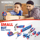 WORKPRO Beginner Kids Tool Set with 12 Inch Steel Tool Case on Wheels, Blue
