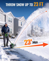 WORKPROX Cordless Snow Shovel, 13-Inch, 20V Battery Included | 23 ft Throw Distance, 4.0Ah Battery, 30° Adjustable Chute, LED Lights, Lightweight, For Steps, Walkways & Driveways