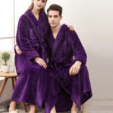 Bathrobe All-Season Soft Breathable Fleece Pockets & Belt