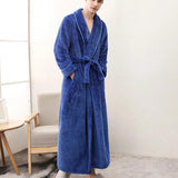Bathrobe All-Season Soft Breathable Fleece Pockets & Belt