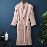 Bathrobe Waffle V-Neck 100% Cotton Adjustable Waistband
