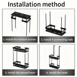 Bathroom Caddy Rack Wall-Mounted No-Drill Single Or Double Layer