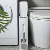Bathroom Trash Bin Slim Space-Saving Integrated Brush