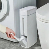 Bathroom Trash Bin Slim Space-Saving Integrated Brush