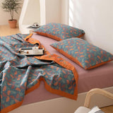 Blanket Reversible Ginkgo Leaf Print Organic Cotton Hypoallergenic