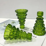 Candle Holders Christmas Tree Glass Set of 3