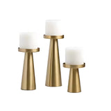 Candle Holders Handcrafted Brushed Brass Set of 3