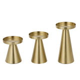 Candle Holders Handcrafted Brushed Brass Set of 3