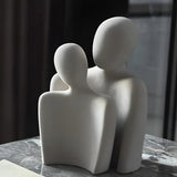 Ceramic Sculpture Couple Embrace Grey Finish
