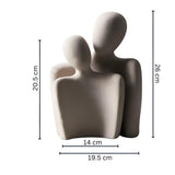 Ceramic Sculpture Couple Embrace Grey Finish