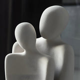 Ceramic Sculpture Couple Embrace Grey Finish