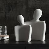 Ceramic Sculpture Couple Embrace Grey Finish