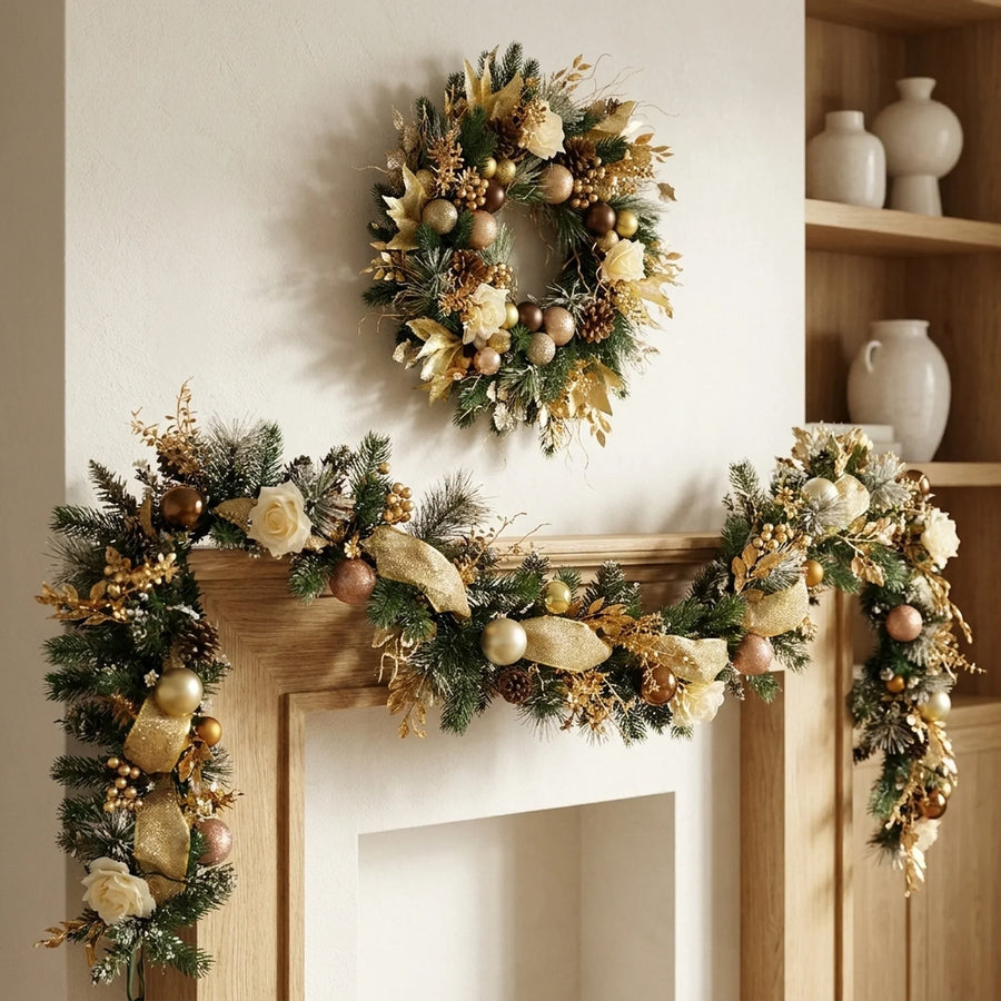 Christmas Garland Artificial Rattan Maintenance-Free Indoor & Outdoor