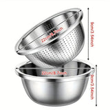 Colander & Mixing Bowl Set Fine Mesh Stainless Steel