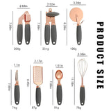 Cooking Utensil Set Rose Gold Ergonomic Silicone Handles
