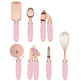 Cooking Utensil Set Rose Gold Ergonomic Silicone Handles
